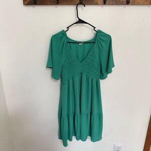 Entro Green Ruched Mini Dress